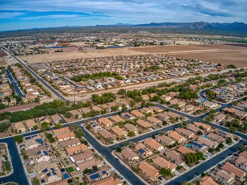 Aerial view of Marana Arizona. water damage restoration in Marana