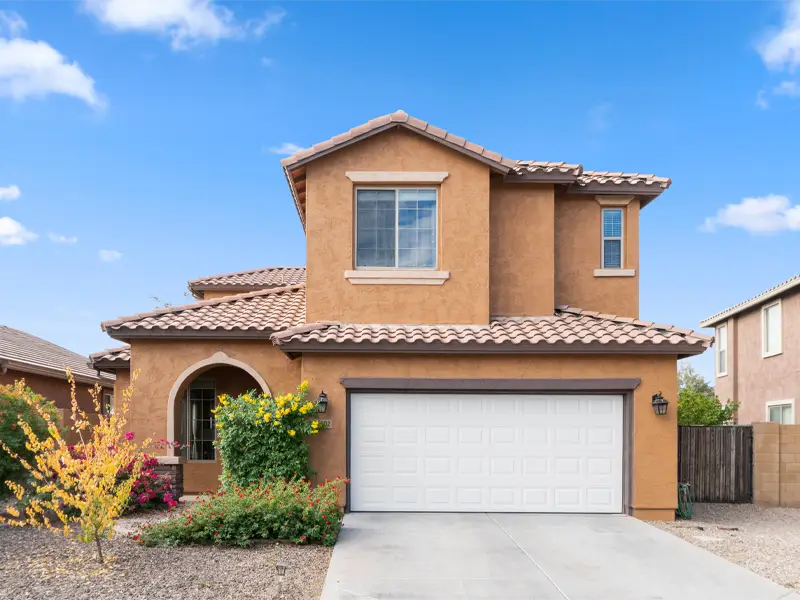 Exterior view of an orange Arizona home
